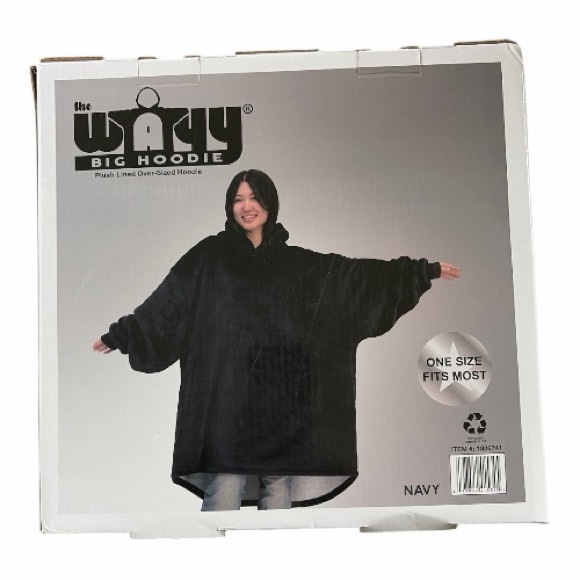 NWT Wayy Big Oversized Hoodie / wearable blanket - Navy Plush Lined - Picture 2 of 2